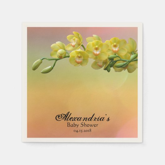 オーキエレガントッドフローラカスタムベビーシャワー スタンダードカクテルナプキン (正面)