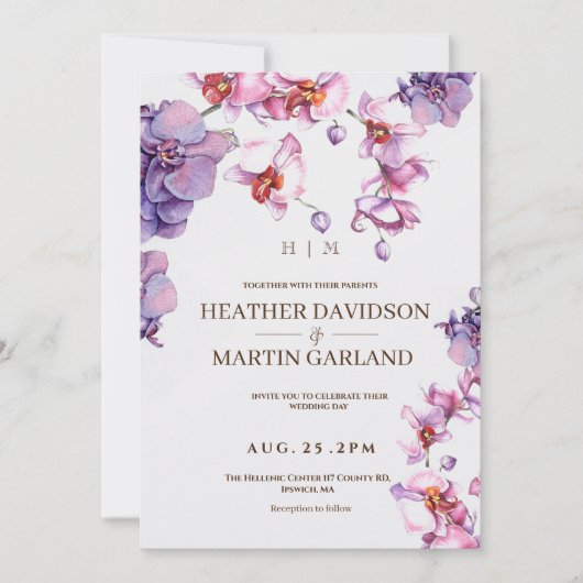 オーキエレガントッドボタニカル結婚式招待状 招待状 (正面)