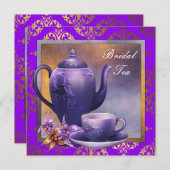 オーキエレガントッド金ゴールドパープルブライダルティーパーティー 招待状 (正面/裏面)
