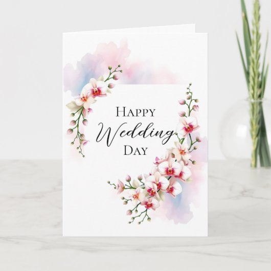 オーキエレガントッド開花オンウォーターカラーパステル結婚ズ カード (正面)