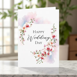 オーキエレガントッド開花オンウォーターカラーパステル結婚ズ カード