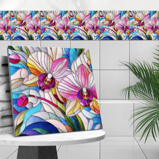 オーキカラフルッドフラワーモザイクアート タイル