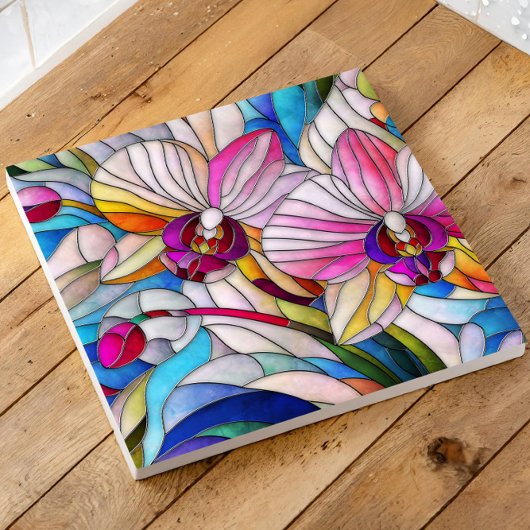 オーキカラフルッドフラワーモザイクアート タイル