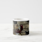 オーキガーリーッドフローラブロッサムタイポグラフィコラージュ エスプレッソカップ (正面)