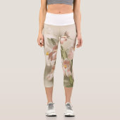 オーキズフラワーヴィンテージオールドイラストレーション カプリレギンス (正面)