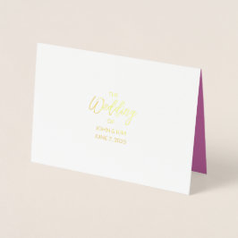 オーキズ結婚ゴールドフォイルRSVPカード 箔カード