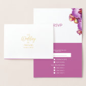 オーキズ結婚ゴールドフォイルRSVPカード 箔カード (ディスプレー)