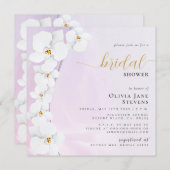 オーキッエレガントクピンクエステティックフローラブライダルシャワー 招待状 (正面/裏面)
