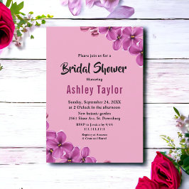 オーキッエレガントドフラワーバラフローラブライダルシャワー 招待状