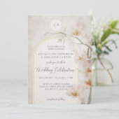 オーキッエレガントド金ゴールドアーチ消音中性モノグラム 招待状 (スタンド正面)