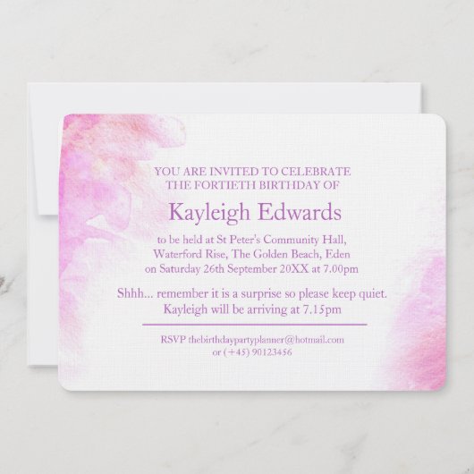 オーキッドの水色の紫40と素晴らしい 招待状 (裏面)