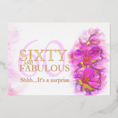 オーキッドの水色の紫60と素晴らしい 箔招待状 (正面)