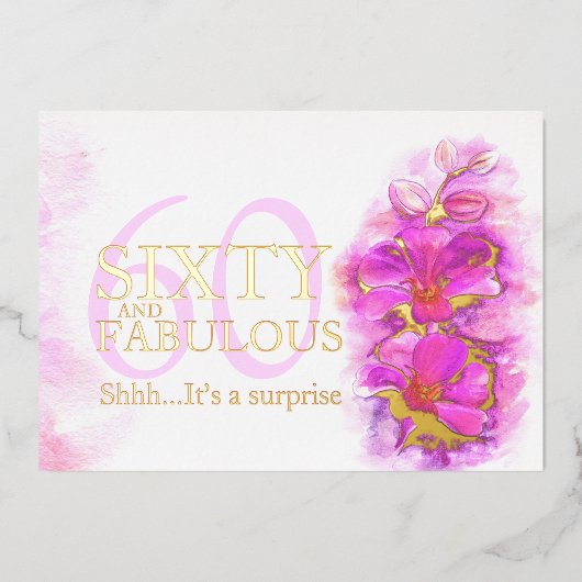 オーキッドの水色の紫60と素晴らしい 箔招待状 (正面)