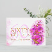 オーキッドの水色の紫60と素晴らしい 箔招待状 (立ち正面)