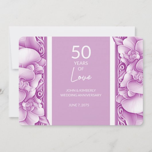 オーキッドの結婚式　豪華な記念日写真カード セーブザデート (正面)