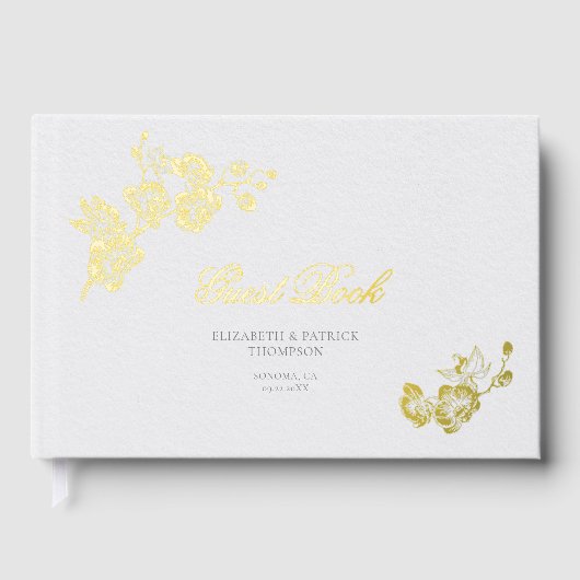 オーキッドの誓い 豊かなクラシカルな結婚式の保存日 ゲストブック (正面)