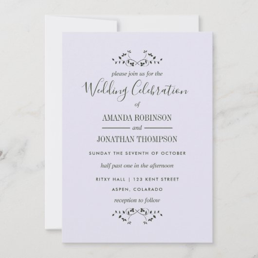 オーキッドをテーマにした結婚式パーソナライズされた会 招待状 (正面)