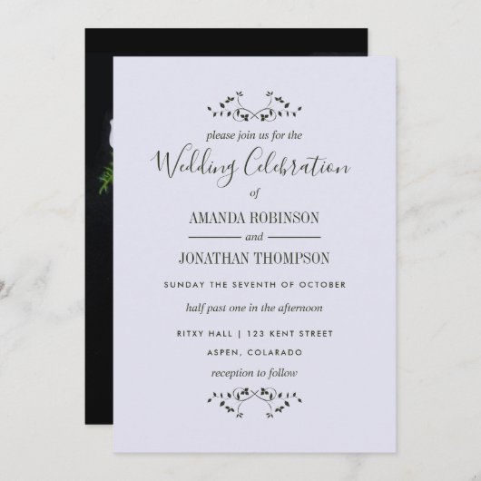 オーキッドをテーマにした結婚式パーソナライズされた会 招待状 (正面/裏面)