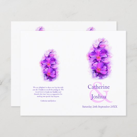 オーキッドウォーターカラーパープル結婚式 プログラム (正面/裏面)