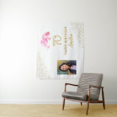 オーキッドウォーターカラー金ゴールドグリッター70th誕生日写真 タペストリー (インサイチュ)