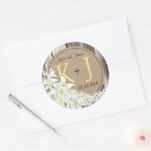 オーキッドウッド素朴レースモノグラ結婚ムのラベル ラウンドシール (封筒)