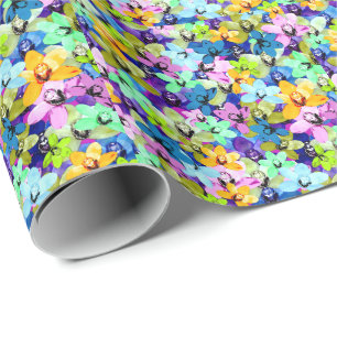 オーキッドエクストラバガンザウォーターカラー、ラッピングペーパー ラッピングペーパー