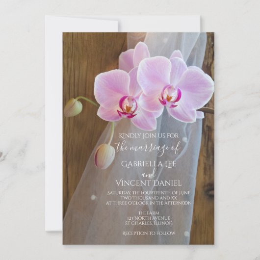 オーキッドエレガンス素朴バーン結婚式招待状 招待状 (正面)