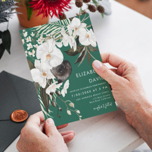オーキッドエレガントエメラルドフローラ結婚ズ 招待状
