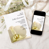 オーキッドオンホワイトキンセニェラパーティの招待状 招待状