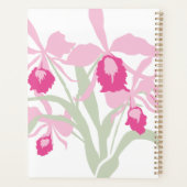 オーキッドカトレヤピンクの緑の白いグラフィックアート名 プランナー手帳 (裏面)