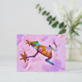 オーキッドカラー雪のフラワーレインボーカエル ポストカード (スタンド正面)