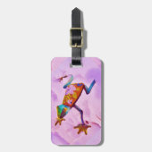 オーキッドカラー雪のフラワーレインボーカエル ラゲッジタグ (正面縦)