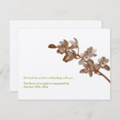 オーキッドグリーン・エクルーのモダンな結婚式の出欠返信カード 招待状 (正面/裏面)