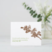 オーキッドグリーン・エクルーのモダンな結婚式の出欠返信カード 招待状 (スタンド正面)