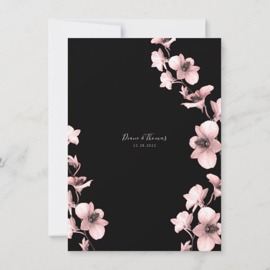 オーキッドサングリアティントオンブラック結婚式招待状 招待状 (裏面)