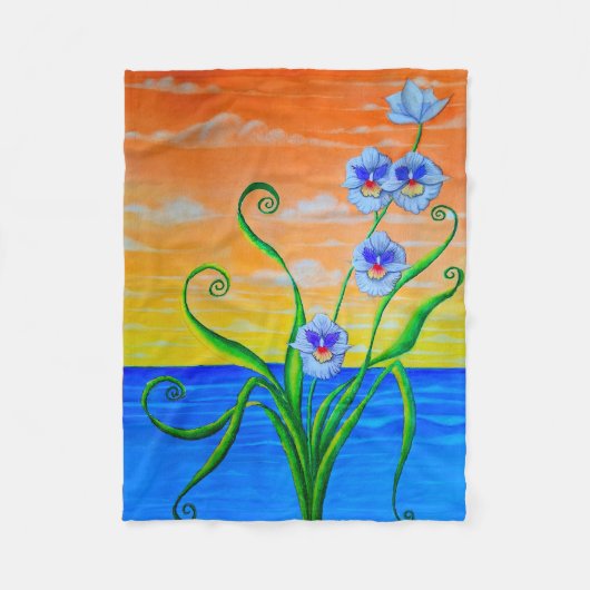 オーキッドサンセット フリースブランケット (正面)