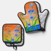 オーキッドサンセット 鍋つかみ&鍋敷きセット (正面/裏面)