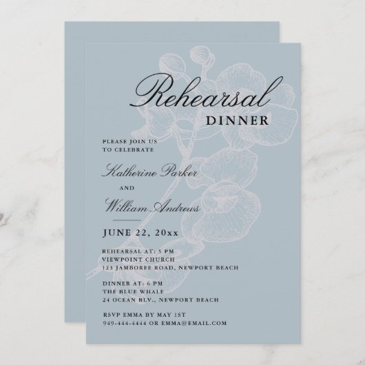 オーキッドスケッチダスティブルーリハーサルエレガントディナー 招待状 (正面/裏面)