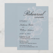 オーキッドスケッチ ダスティーブルー エレガント リハーサルディナー 招待状 (正面/裏面)