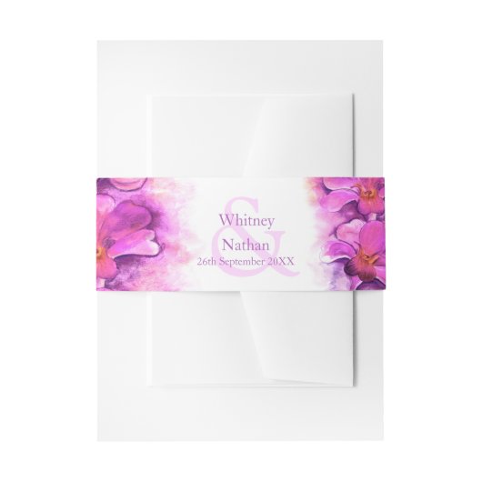 オーキッドスタイルのルーズウォーターの色の固定バンド 招待状ベリーバンド (正面例)