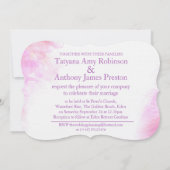 オーキッドスタイルの水の色の紫色の結婚式の招待 招待状 (裏面)