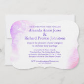 オーキッドスタイルの水の色の紫色の結婚式の招待 招待状 (裏面)