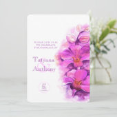 オーキッドスタイルの水色パープルピンク結婚ズ 招待状 (スタンド正面)
