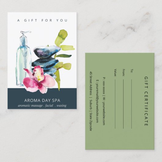 オーキッドストーンスパマッサージセラピーギフト券 名刺 (正面/裏面)
