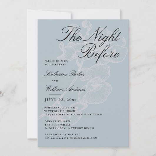 オーキッドダスティブルーナイトリハーサルディナー前 招待状 (正面)