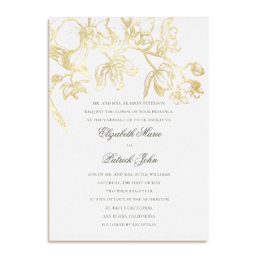 オーキッドダンフォーマルスクラシックハイローム結婚ピュア 箔招待状