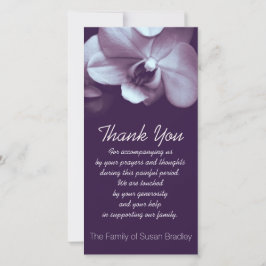 オーキッドダークパープル悔やみや弔慰サンキューフォトカード サンキューカード