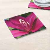 オーキッドツリーブロッサムトロピカルフローラ スクエアペーパーコースター (アングル)