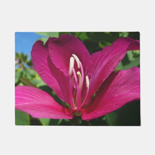 オーキッドツリーブロッサムトロピカルフローラ ドアマット (正面)