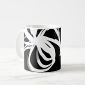 オーキッドノワール：抽象芸術ブラック&ホワイト コーヒーマグカップ (正面左)